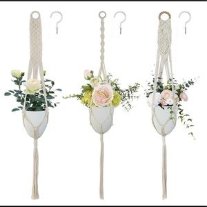 3 pc set macrame bohemian plant holders hanger new
